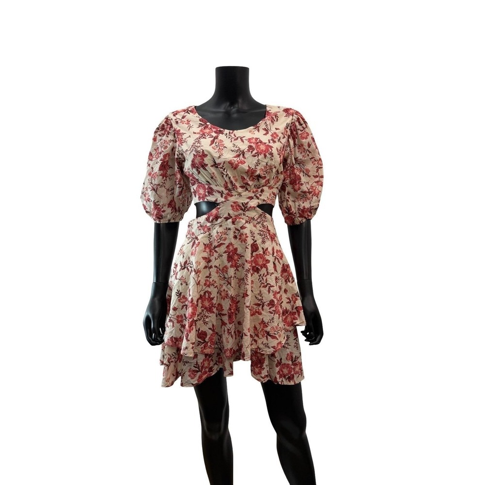 Altar'd State Floral Cutout Tie Back Mini Dress Cottagecore Medium - Picture 4 of 10